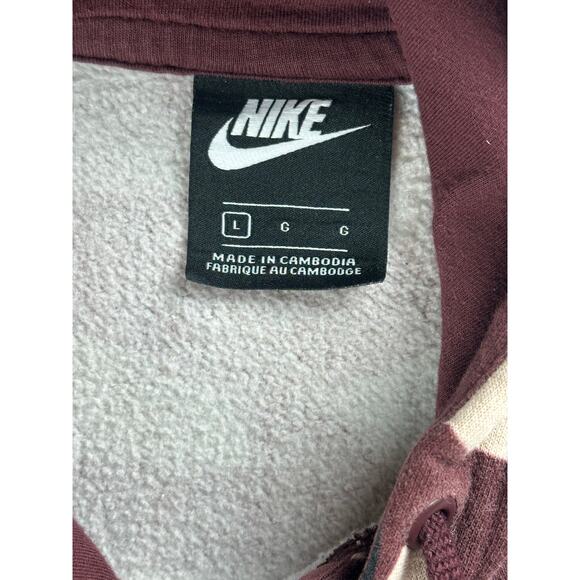 Nike Club Camo Pullover Hoodie Burgundy Size Large - Picture 5 of 5